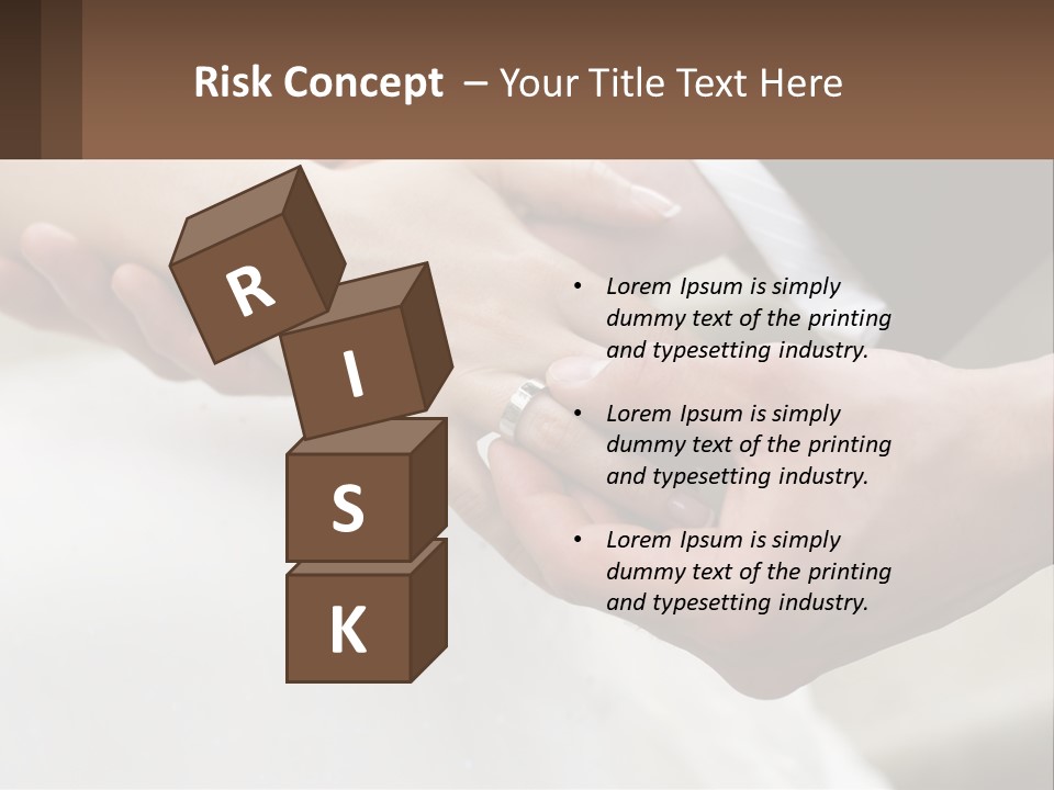 A Bride And Groom Holding Hands With A Ring On Their Finger PowerPoint Template