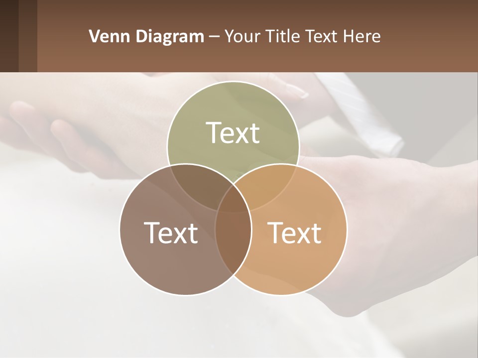 A Bride And Groom Holding Hands With A Ring On Their Finger PowerPoint Template