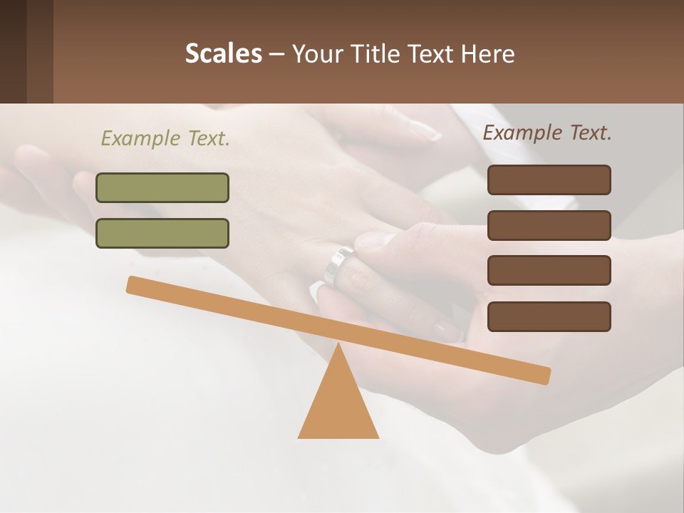 A Bride And Groom Holding Hands With A Ring On Their Finger PowerPoint Template