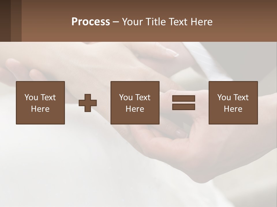 A Bride And Groom Holding Hands With A Ring On Their Finger PowerPoint Template