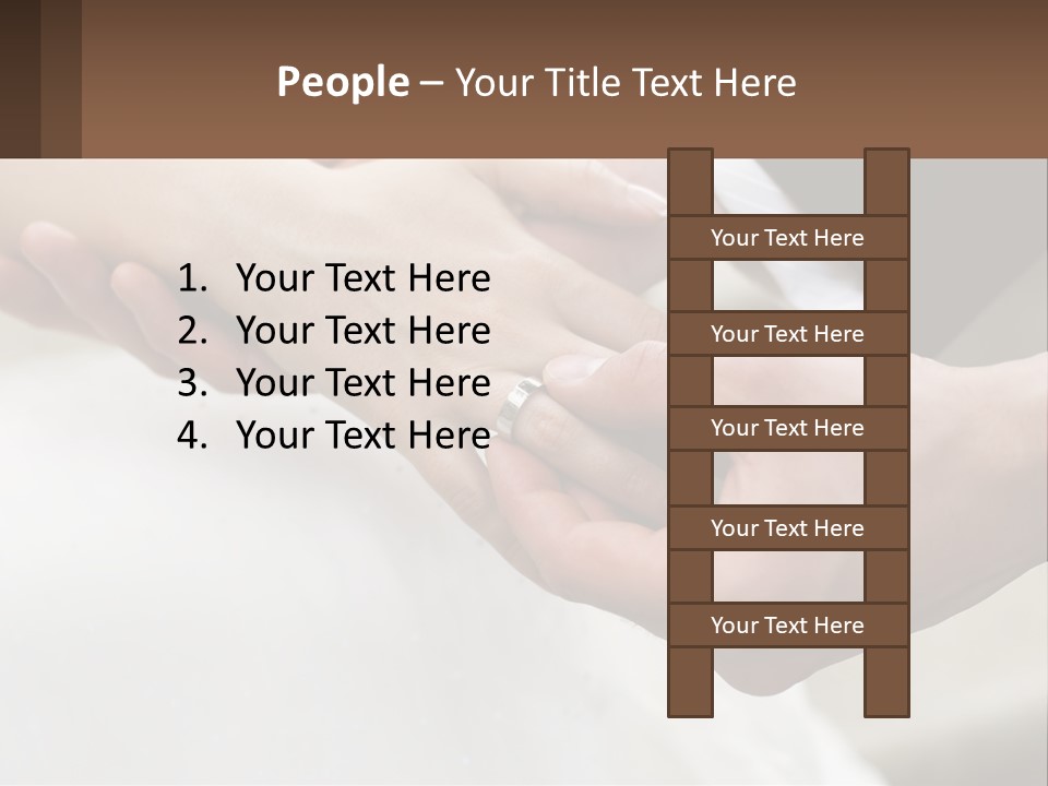 A Bride And Groom Holding Hands With A Ring On Their Finger PowerPoint Template