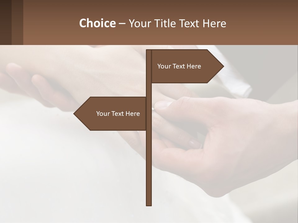 A Bride And Groom Holding Hands With A Ring On Their Finger PowerPoint Template