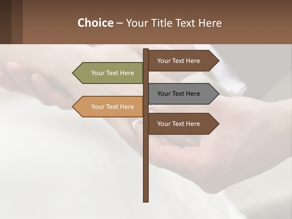 A Bride And Groom Holding Hands With A Ring On Their Finger PowerPoint Template