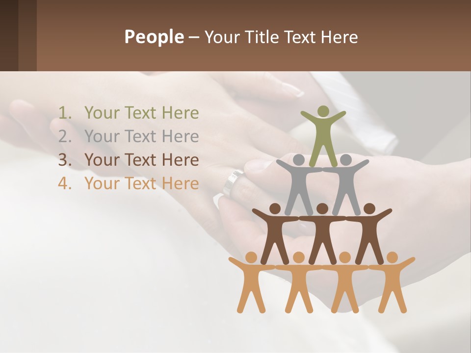 A Bride And Groom Holding Hands With A Ring On Their Finger PowerPoint Template