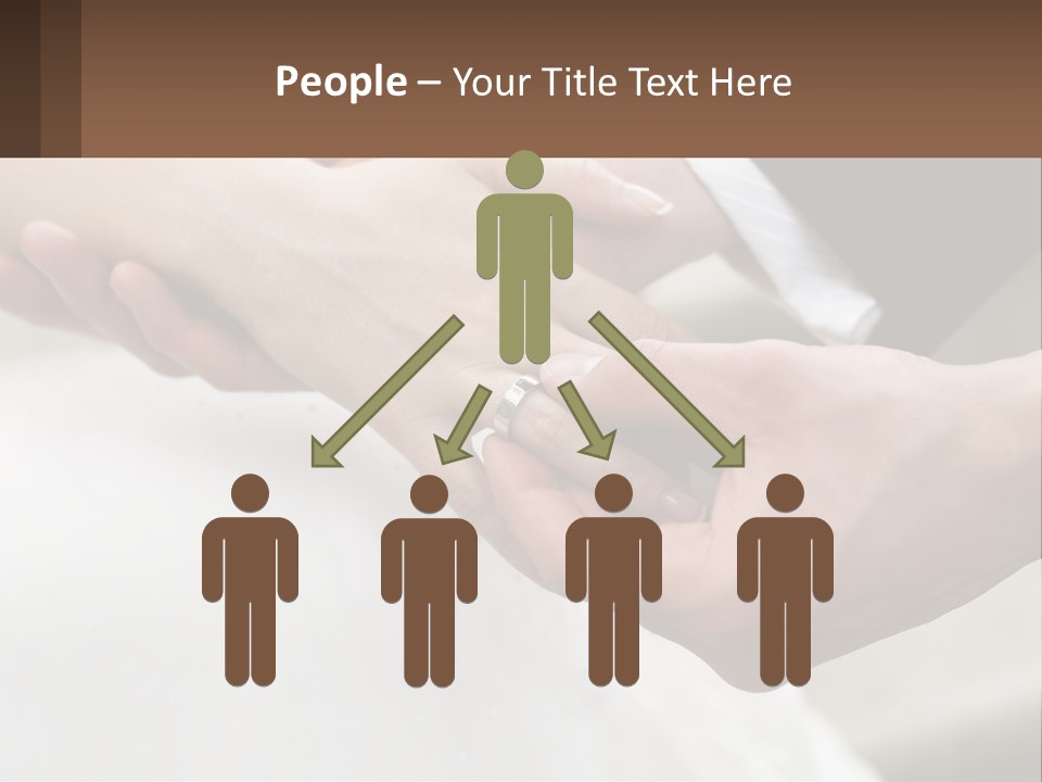 A Bride And Groom Holding Hands With A Ring On Their Finger PowerPoint Template