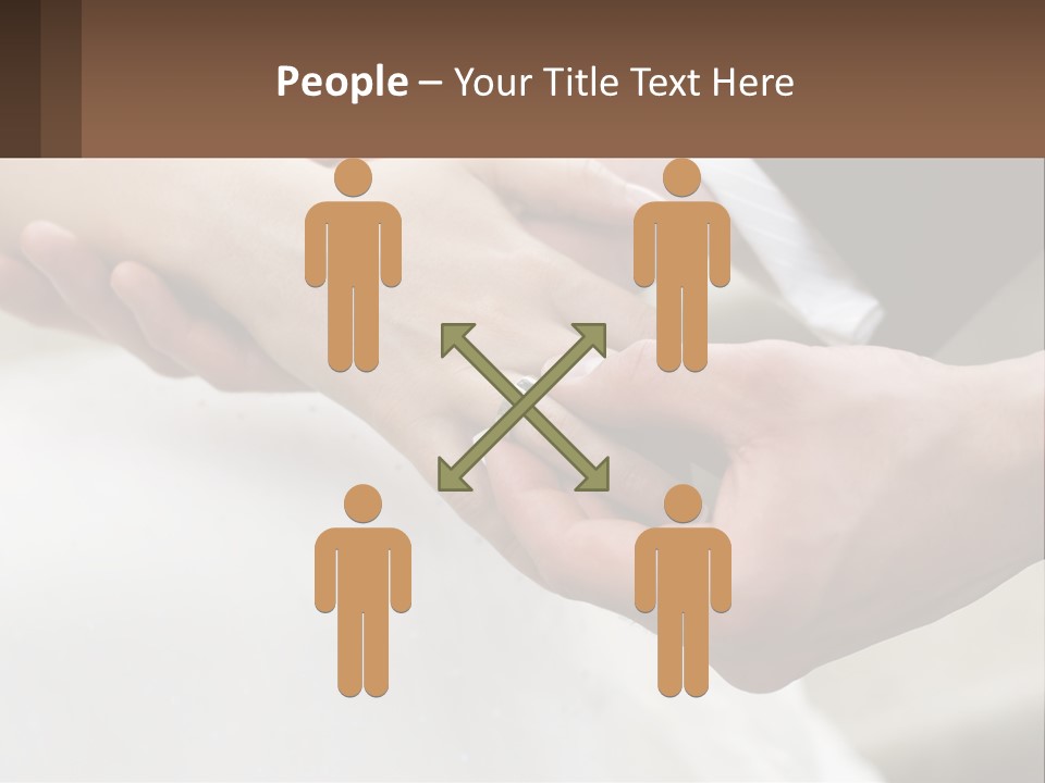 A Bride And Groom Holding Hands With A Ring On Their Finger PowerPoint Template