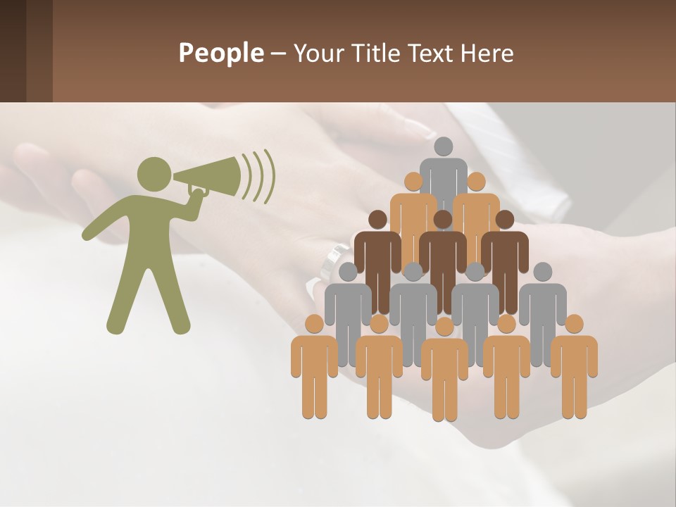 A Bride And Groom Holding Hands With A Ring On Their Finger PowerPoint Template