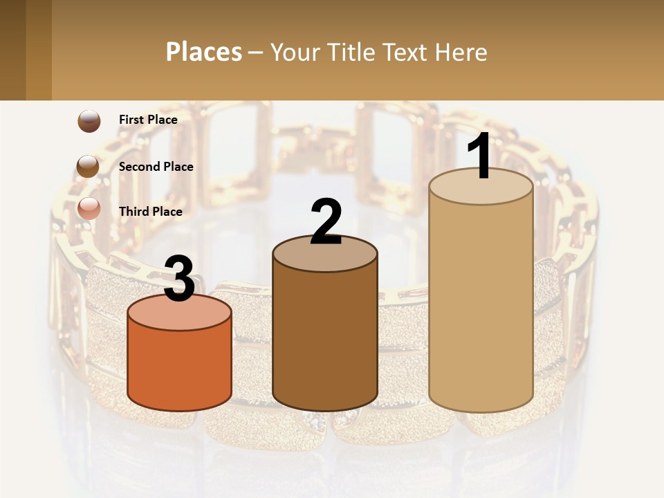 A Gold Bracelet With Diamonds On A White Background PowerPoint Template