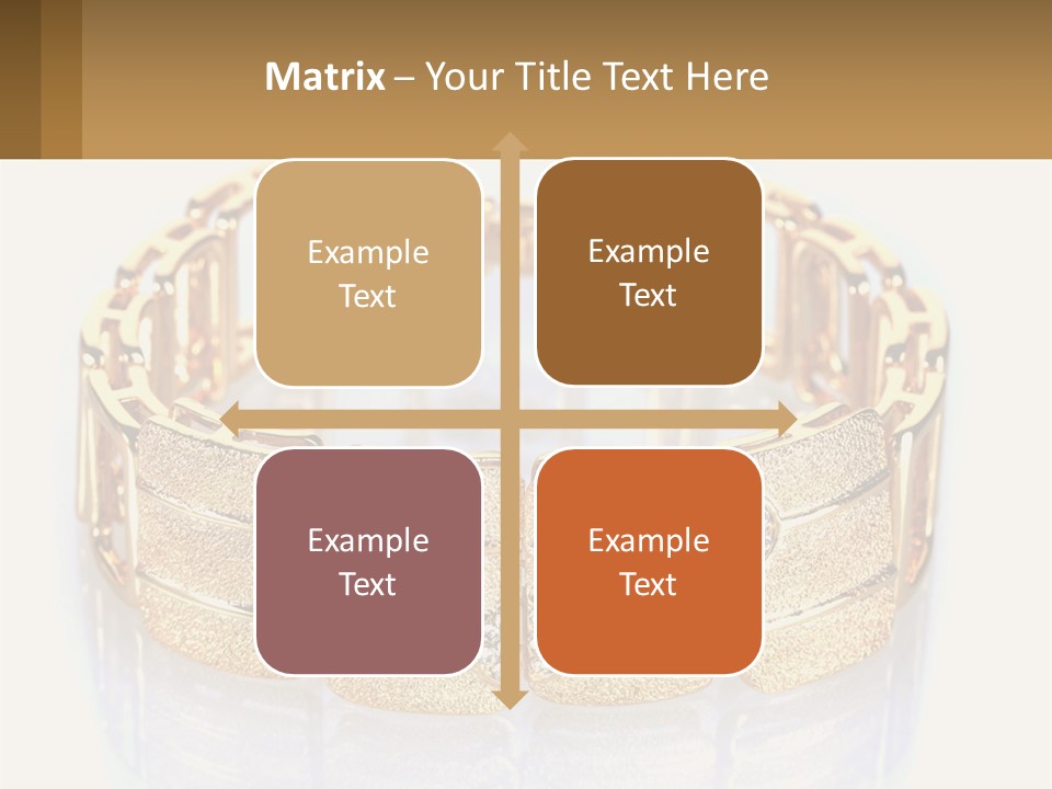 A Gold Bracelet With Diamonds On A White Background PowerPoint Template