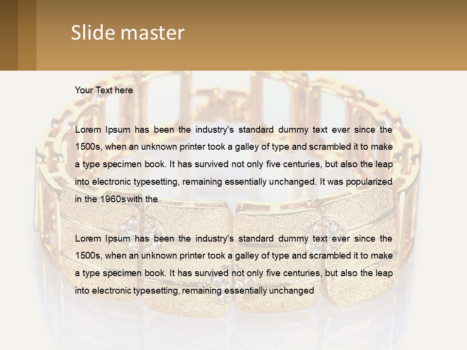A Gold Bracelet With Diamonds On A White Background PowerPoint Template