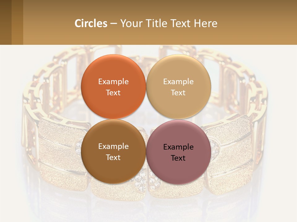 A Gold Bracelet With Diamonds On A White Background PowerPoint Template