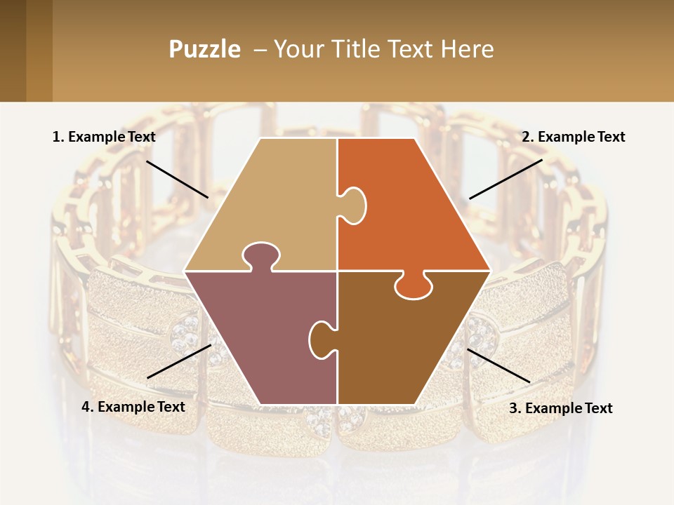 A Gold Bracelet With Diamonds On A White Background PowerPoint Template