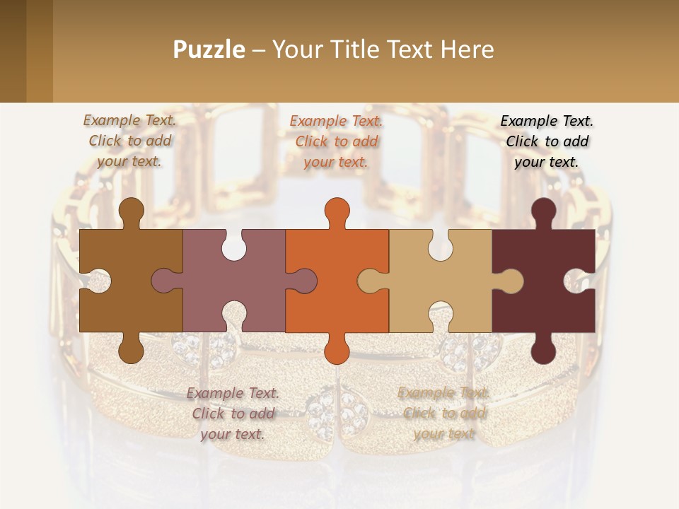 A Gold Bracelet With Diamonds On A White Background PowerPoint Template