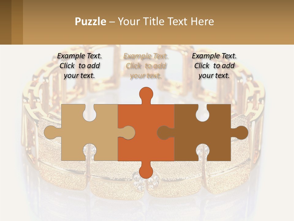 A Gold Bracelet With Diamonds On A White Background PowerPoint Template