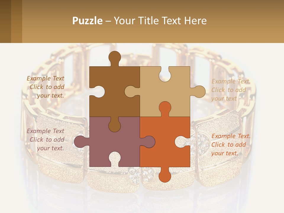 A Gold Bracelet With Diamonds On A White Background PowerPoint Template