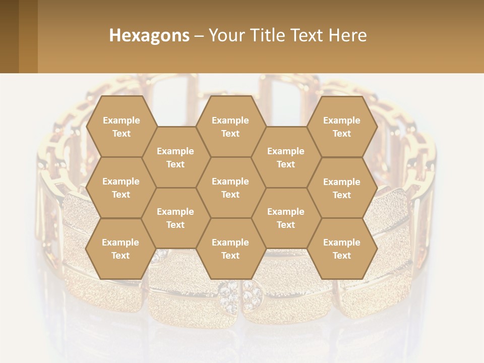 A Gold Bracelet With Diamonds On A White Background PowerPoint Template