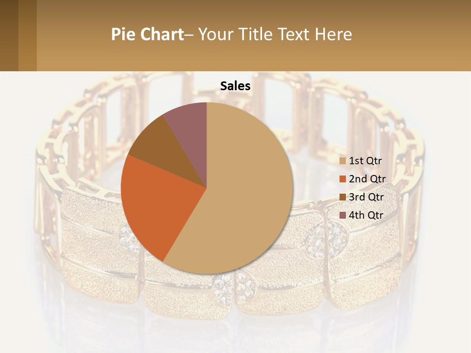 A Gold Bracelet With Diamonds On A White Background PowerPoint Template