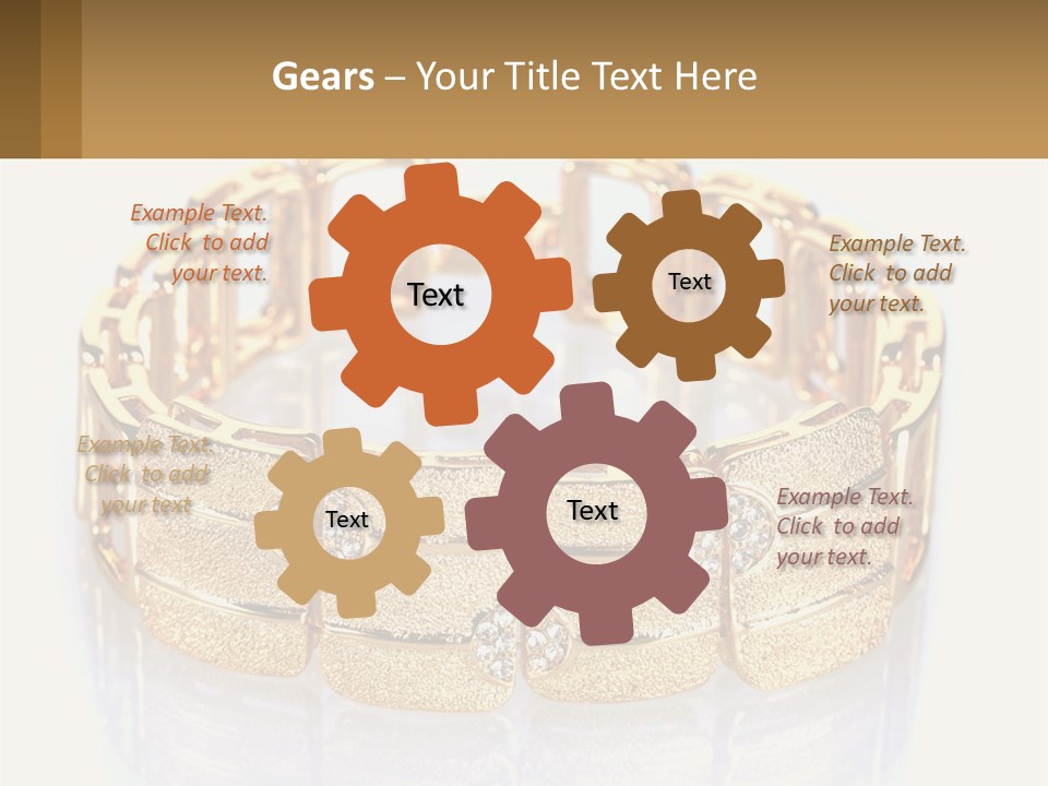 A Gold Bracelet With Diamonds On A White Background PowerPoint Template