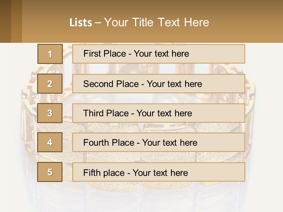 A Gold Bracelet With Diamonds On A White Background PowerPoint Template