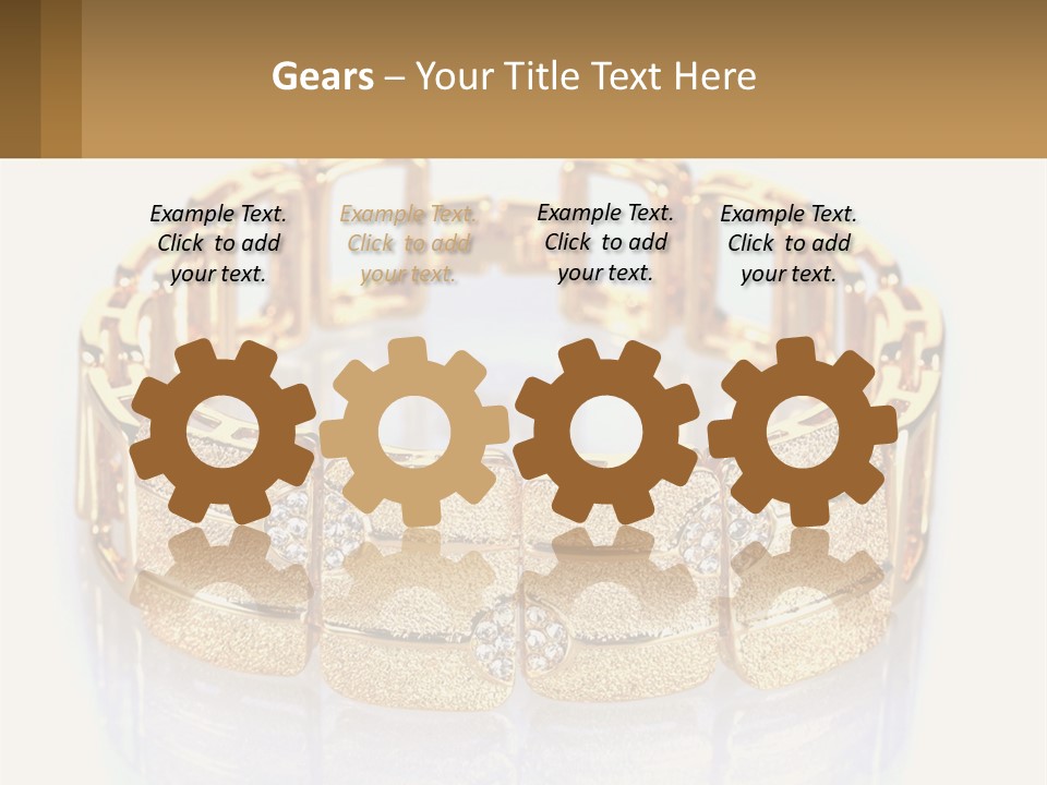 A Gold Bracelet With Diamonds On A White Background PowerPoint Template