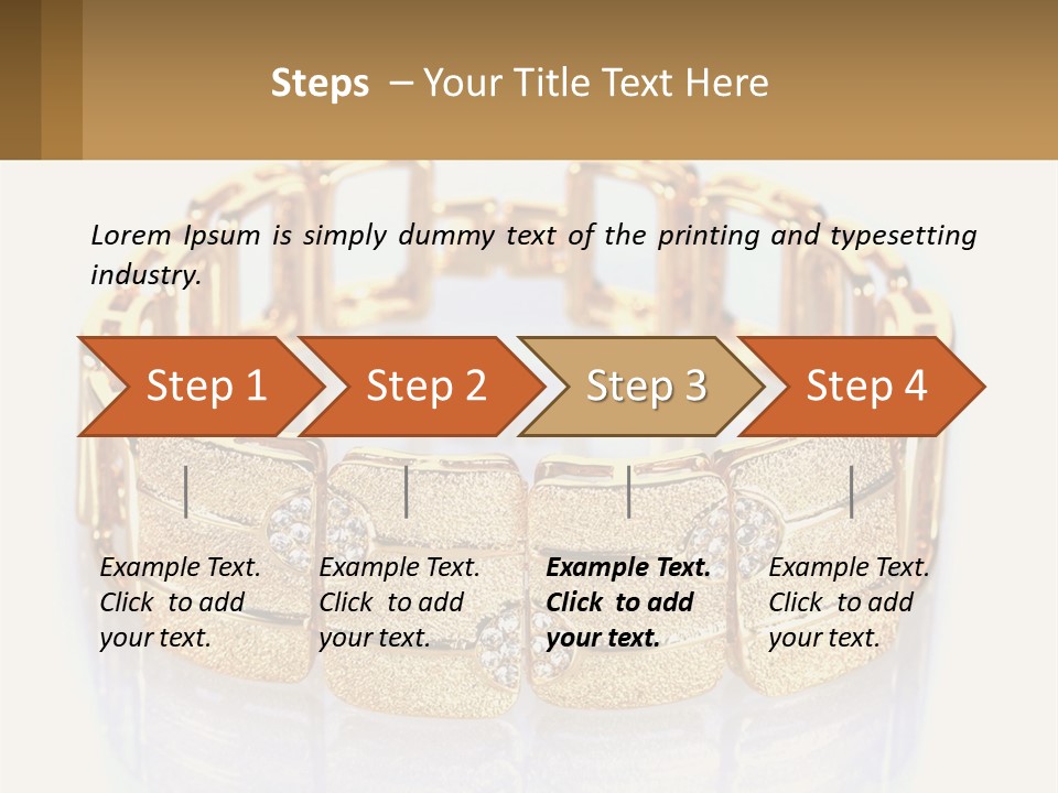 A Gold Bracelet With Diamonds On A White Background PowerPoint Template