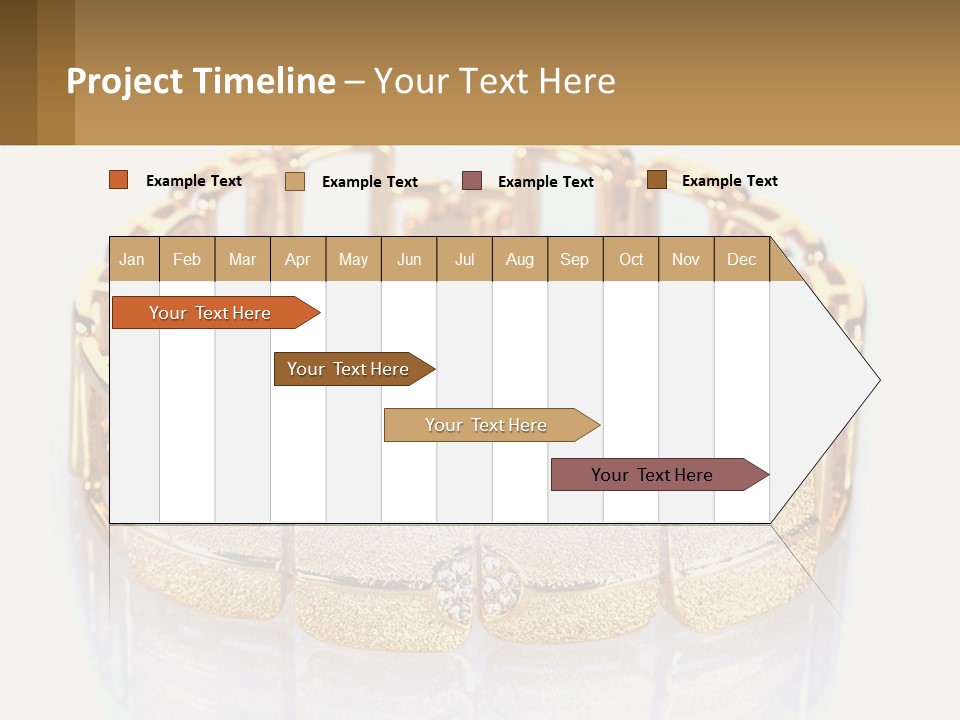 A Gold Bracelet With Diamonds On A White Background PowerPoint Template