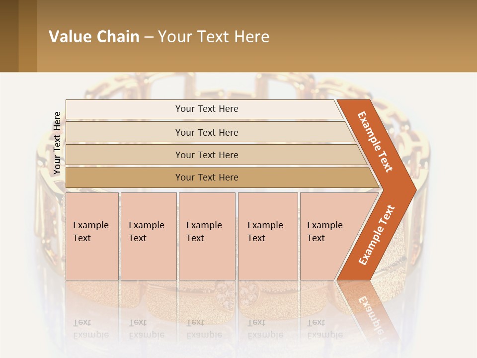 A Gold Bracelet With Diamonds On A White Background PowerPoint Template