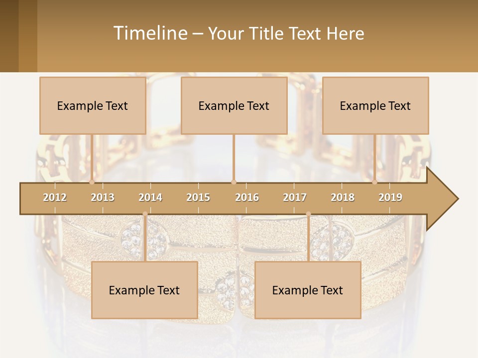 A Gold Bracelet With Diamonds On A White Background PowerPoint Template