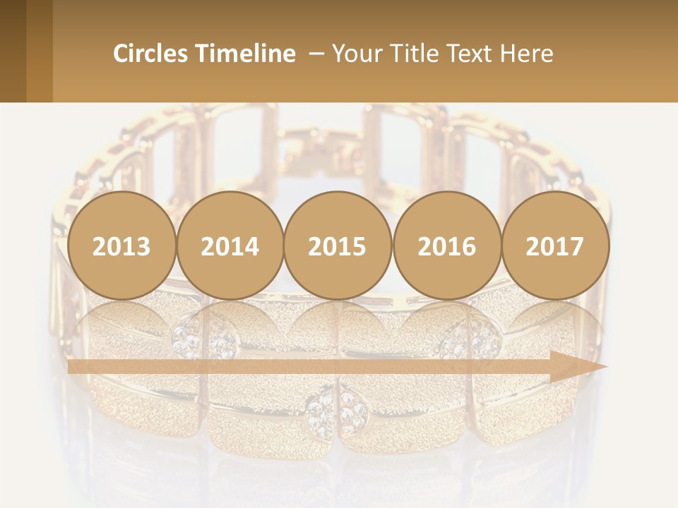 A Gold Bracelet With Diamonds On A White Background PowerPoint Template