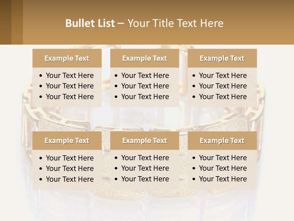 A Gold Bracelet With Diamonds On A White Background PowerPoint Template