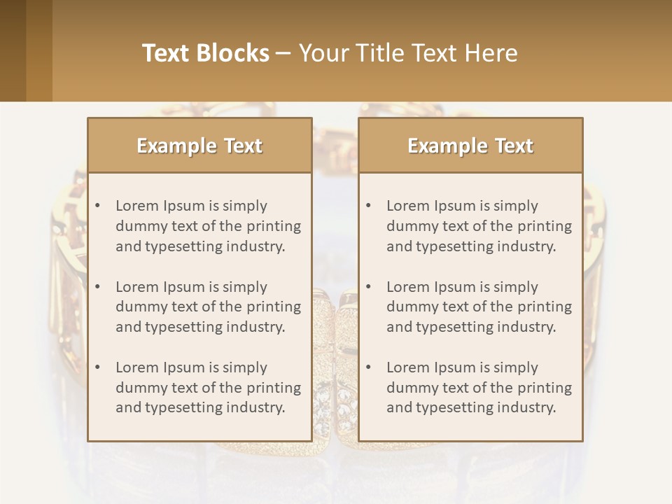 A Gold Bracelet With Diamonds On A White Background PowerPoint Template