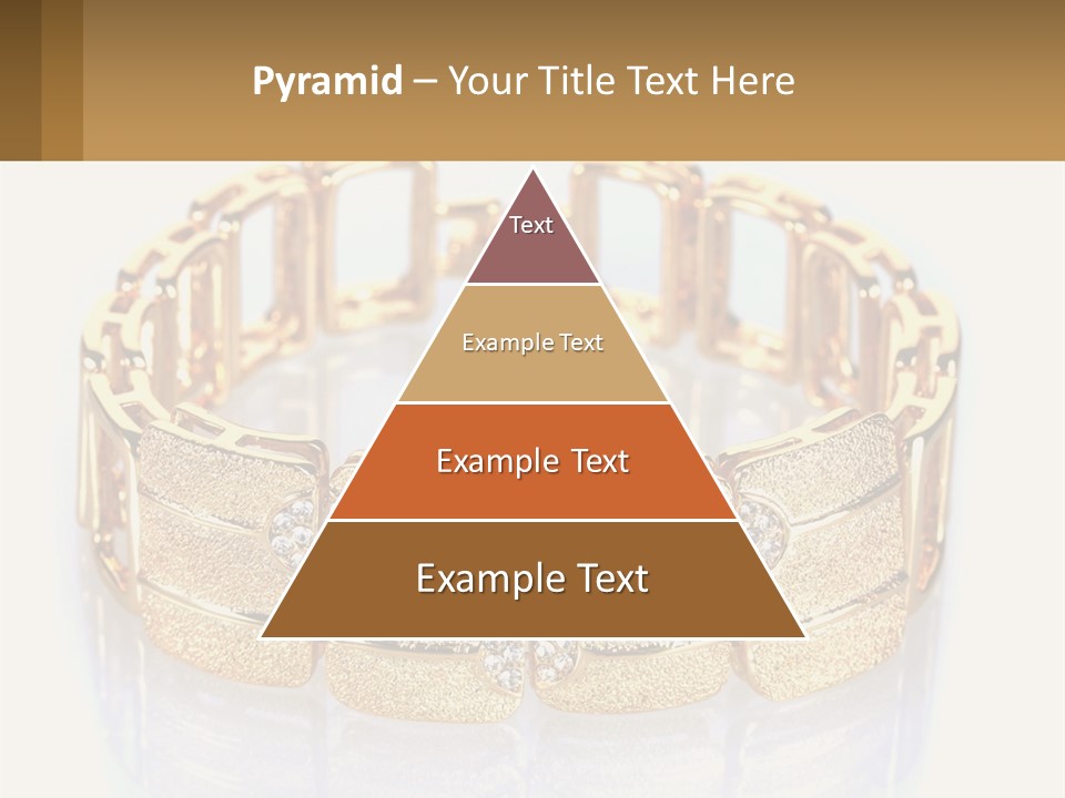A Gold Bracelet With Diamonds On A White Background PowerPoint Template