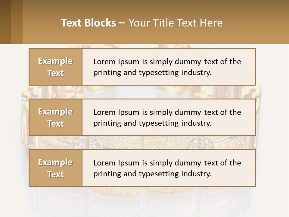 A Gold Bracelet With Diamonds On A White Background PowerPoint Template