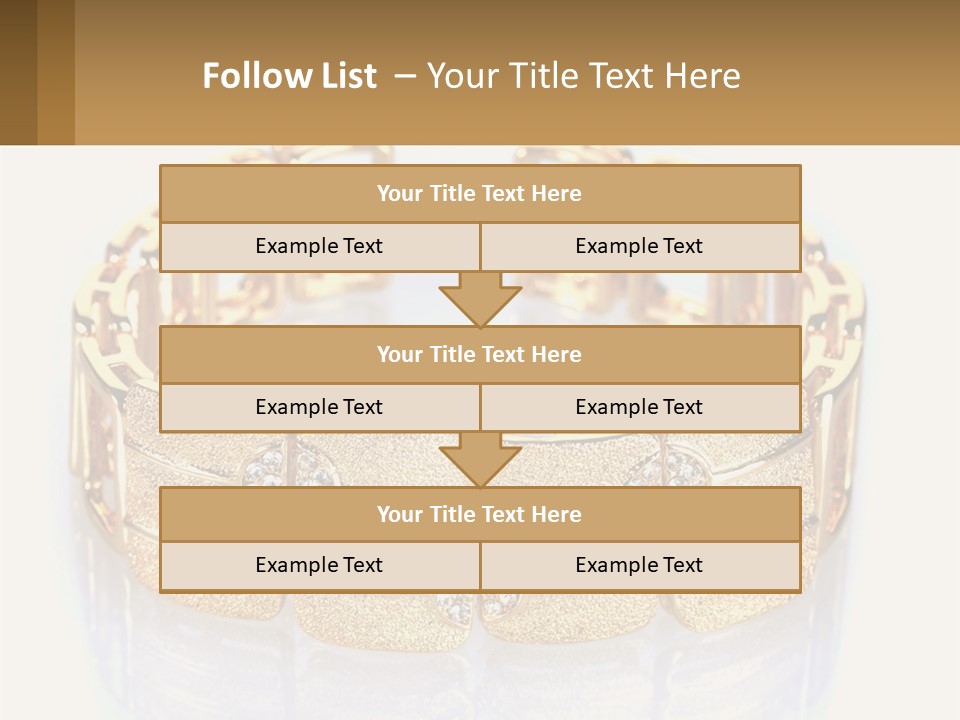 A Gold Bracelet With Diamonds On A White Background PowerPoint Template