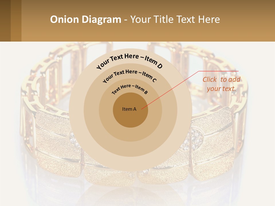 A Gold Bracelet With Diamonds On A White Background PowerPoint Template
