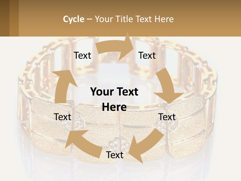 A Gold Bracelet With Diamonds On A White Background PowerPoint Template