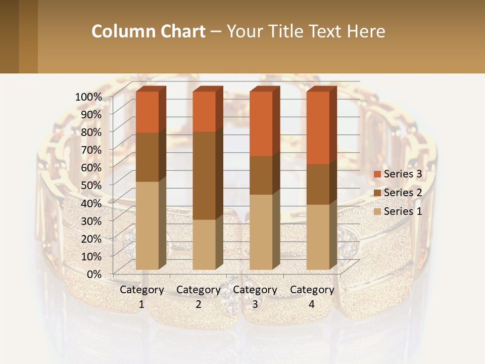 A Gold Bracelet With Diamonds On A White Background PowerPoint Template