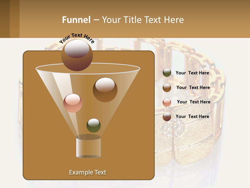 A Gold Bracelet With Diamonds On A White Background PowerPoint Template