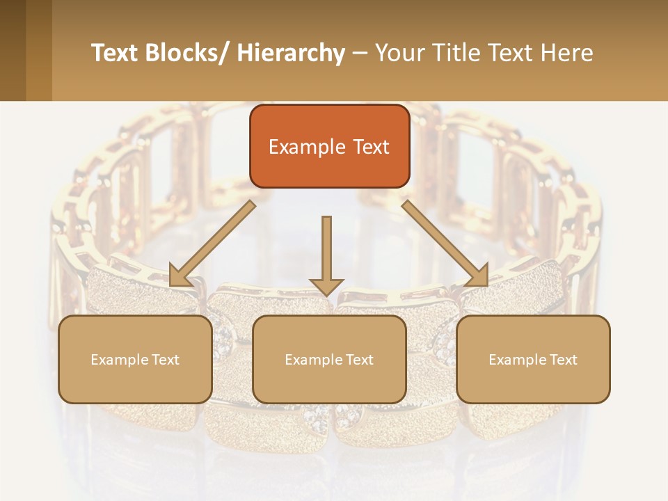 A Gold Bracelet With Diamonds On A White Background PowerPoint Template