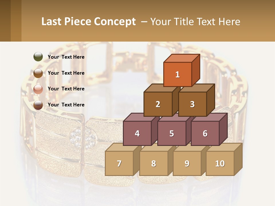 A Gold Bracelet With Diamonds On A White Background PowerPoint Template