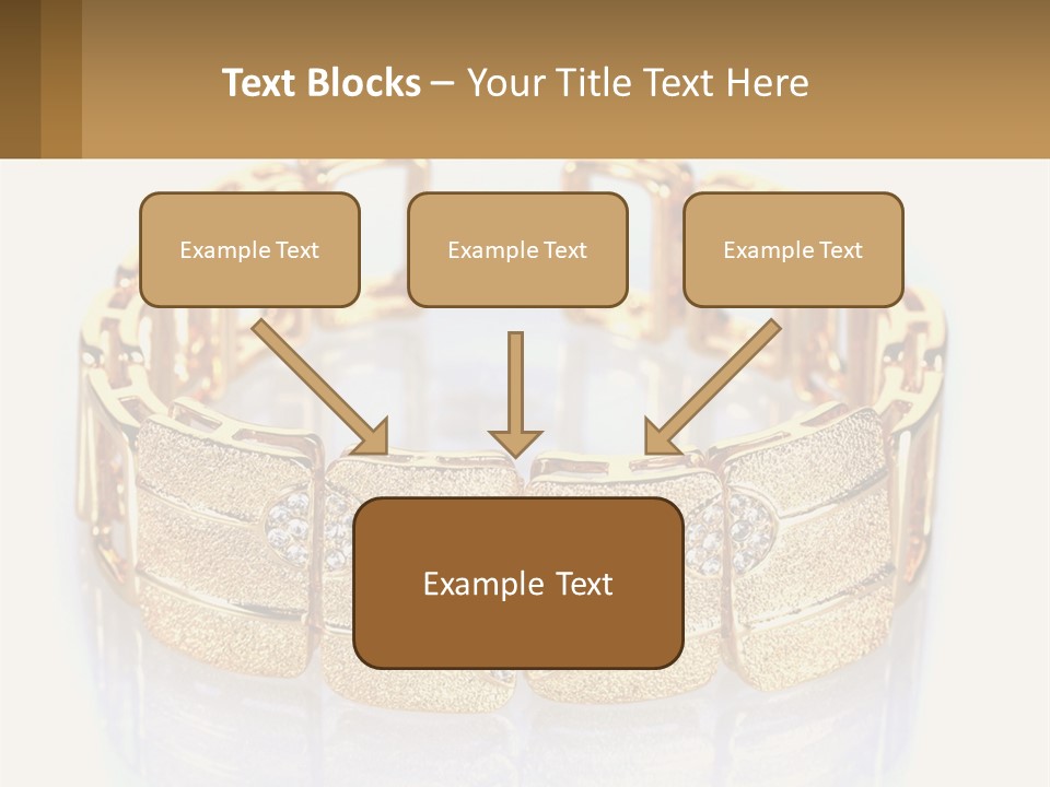 A Gold Bracelet With Diamonds On A White Background PowerPoint Template