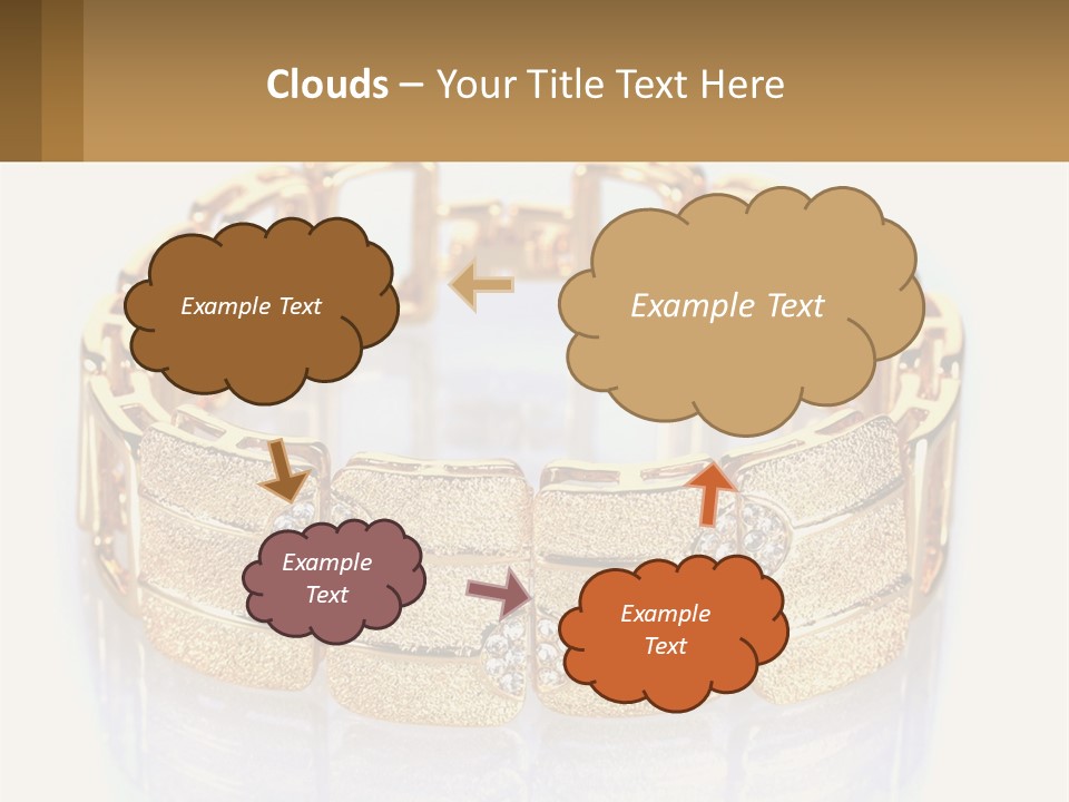 A Gold Bracelet With Diamonds On A White Background PowerPoint Template