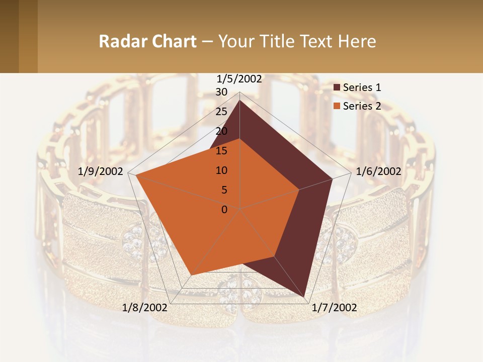 A Gold Bracelet With Diamonds On A White Background PowerPoint Template