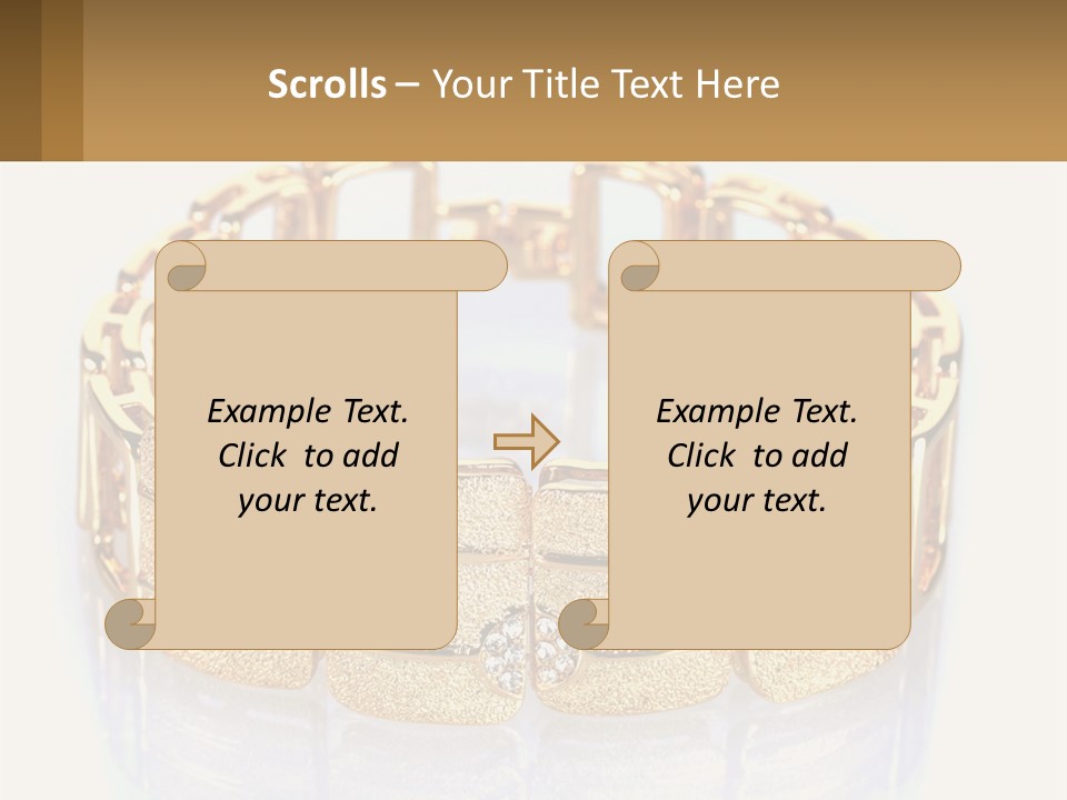 A Gold Bracelet With Diamonds On A White Background PowerPoint Template