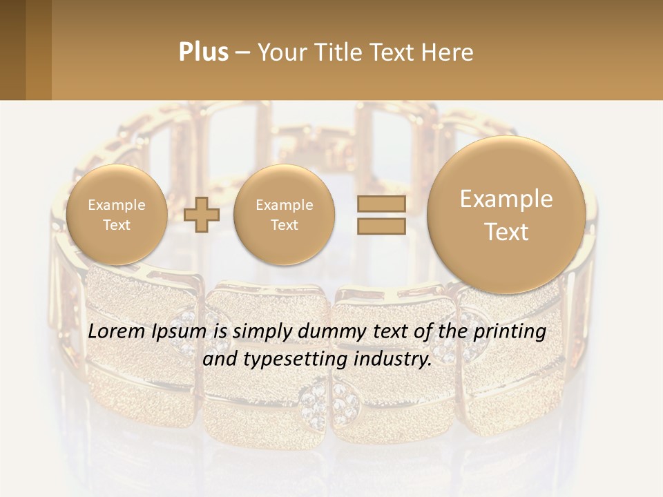 A Gold Bracelet With Diamonds On A White Background PowerPoint Template