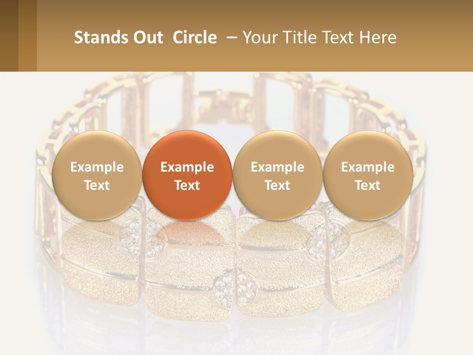 A Gold Bracelet With Diamonds On A White Background PowerPoint Template