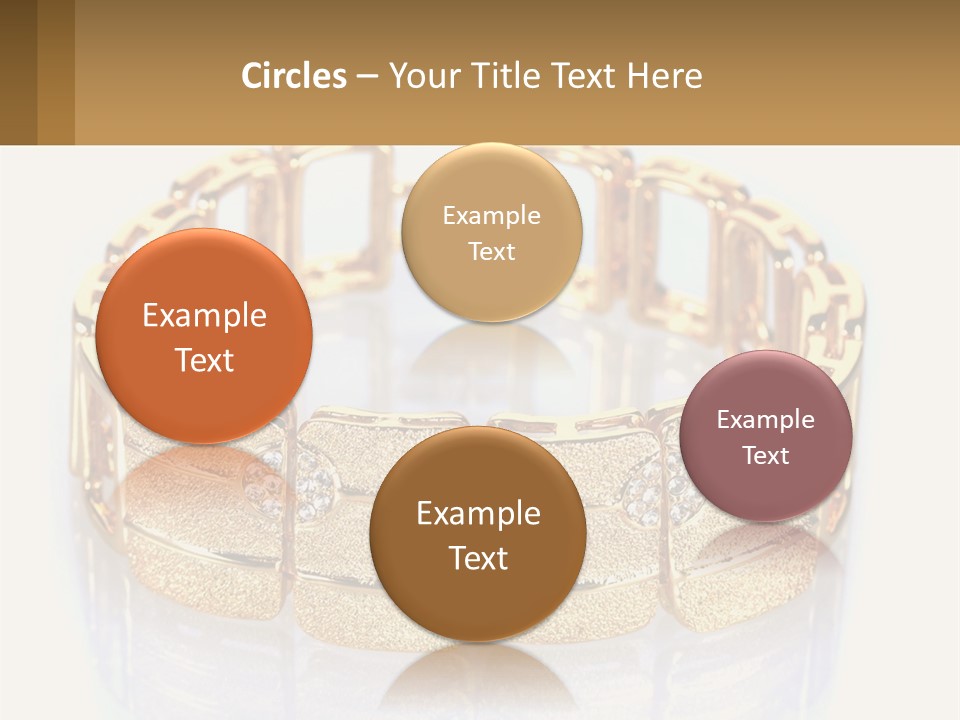 A Gold Bracelet With Diamonds On A White Background PowerPoint Template