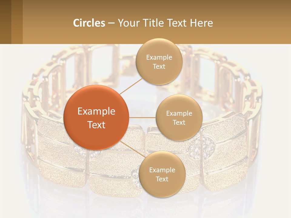 A Gold Bracelet With Diamonds On A White Background PowerPoint Template
