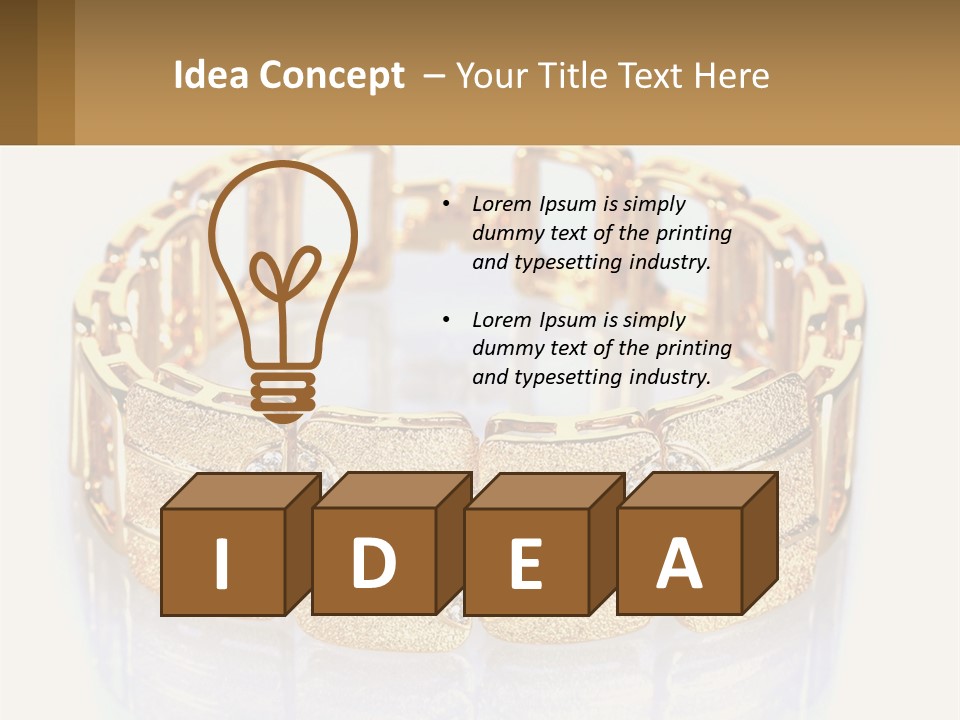 A Gold Bracelet With Diamonds On A White Background PowerPoint Template