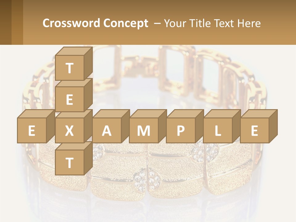 A Gold Bracelet With Diamonds On A White Background PowerPoint Template